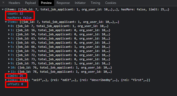 pagination implemented in vbcs