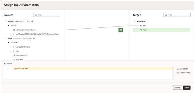 assign input parameters