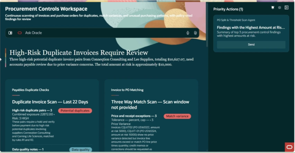 Procurement Transaction Intelligence – Agentic AI Application for Procurement Controls in Oracle Fusion